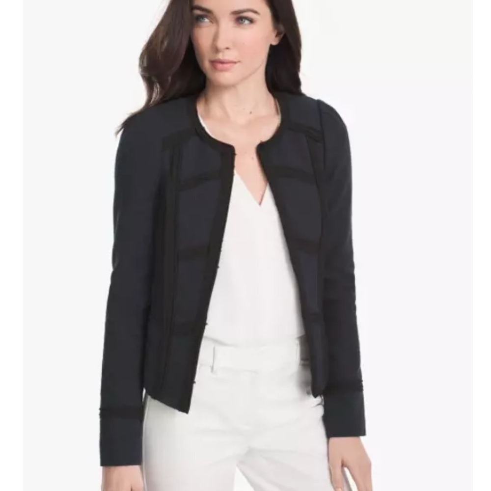 White House Black Market Tweed Military Style Crop Blazer Jacket Size 2 XS
